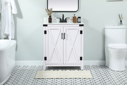 30 inch Single bathroom vanity in white with backsplash