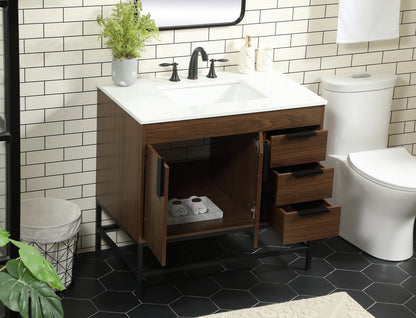 36 inch Single bathroom vanity in walnut