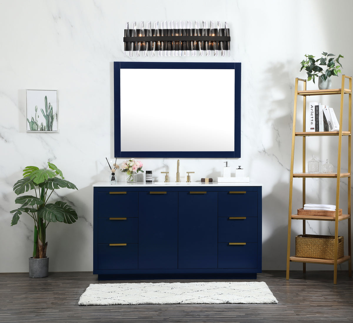 Serephina 36 inch crystal bath sconce in black