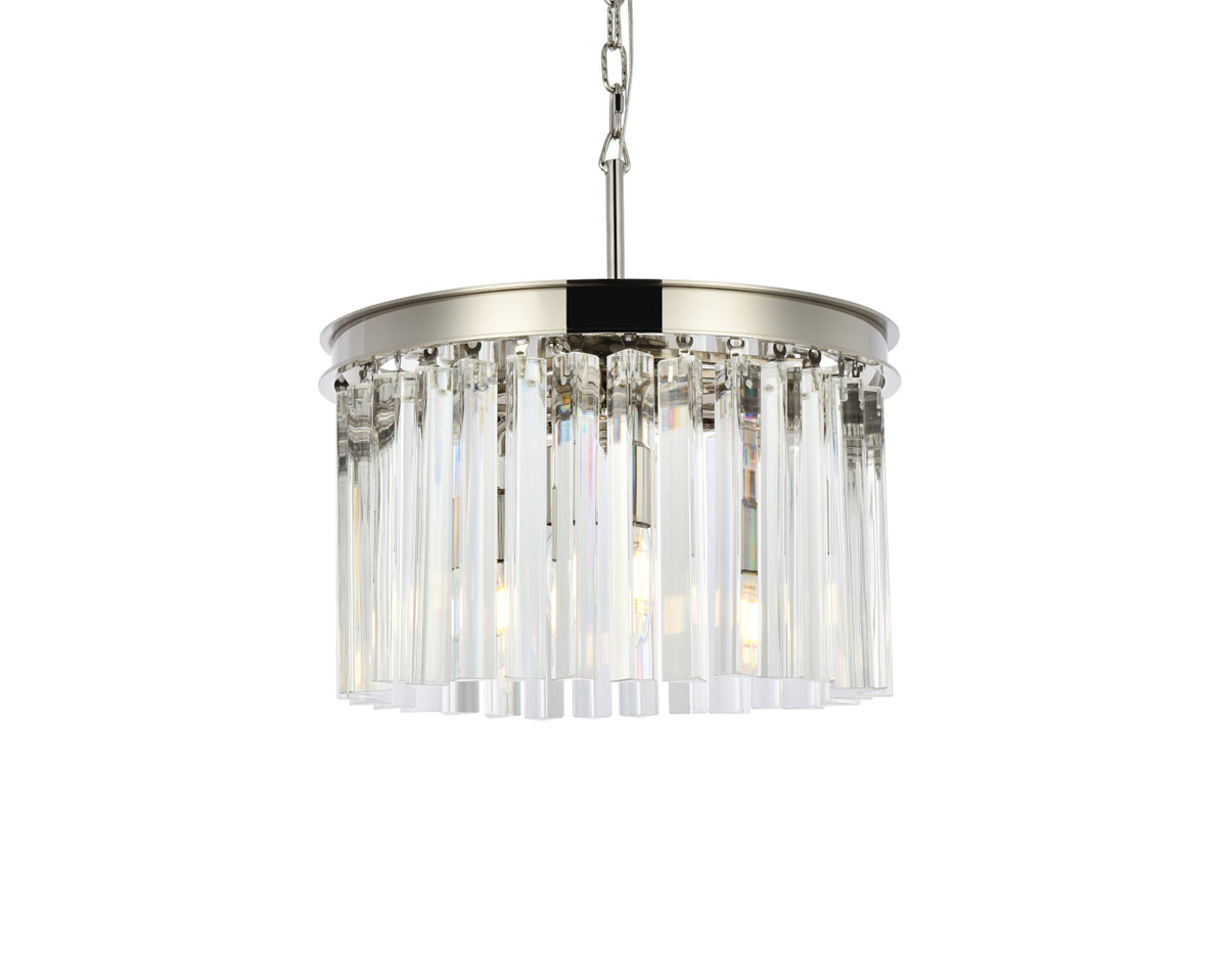 Sydney 3 light polished nickel Pendant Clear Royal Cut Crystal