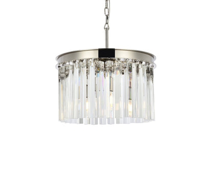 Sydney 3 light polished nickel Pendant Clear Royal Cut Crystal
