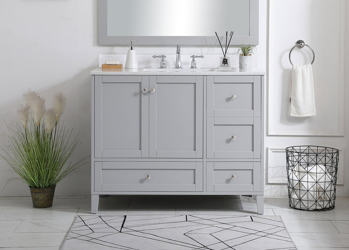 42 inch Single Bathroom Vanity in Grey with Backsplash