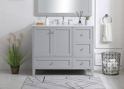 42 inch Single Bathroom Vanity in Grey with Backsplash