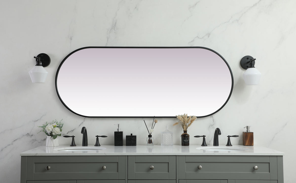 Metal Frame Oval Mirror 24x60 Inch in Black