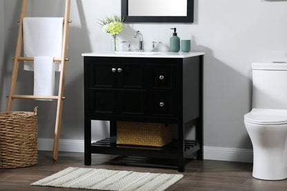32 inch Single bathroom vanity in black