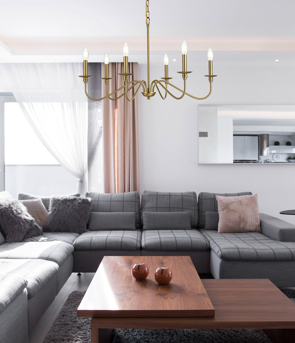 Rohan 30 inch chandelier in Satin Gold