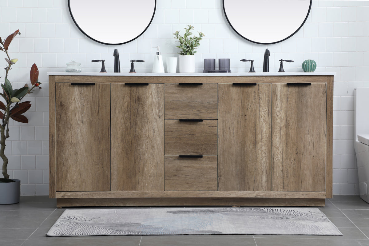 72 Inch Double Bathroom Vanity In Natural Oak