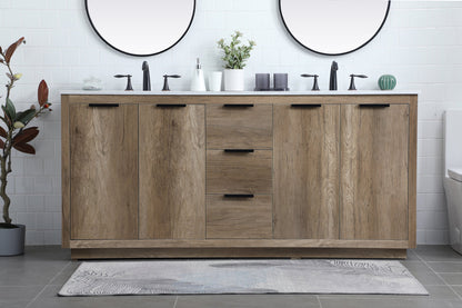 72 Inch Double Bathroom Vanity In Natural Oak