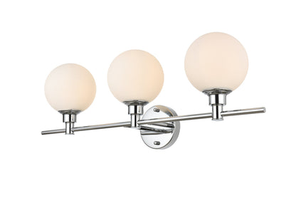 Cordelia 3 light Chrome and frosted white Bath Sconce