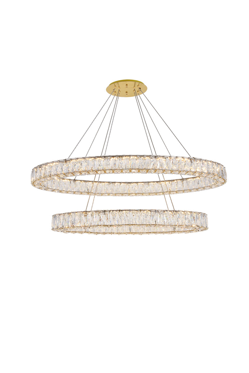 Monroe Integrated LED light Gold Chandelier Clear Royal Cut Crystal