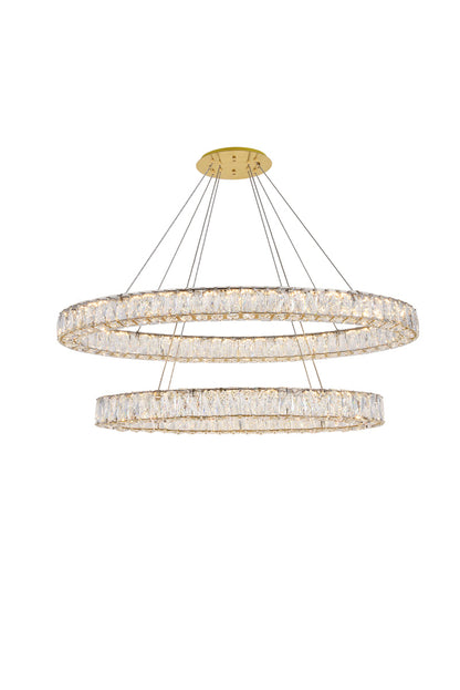 Monroe Integrated LED light Gold Chandelier Clear Royal Cut Crystal