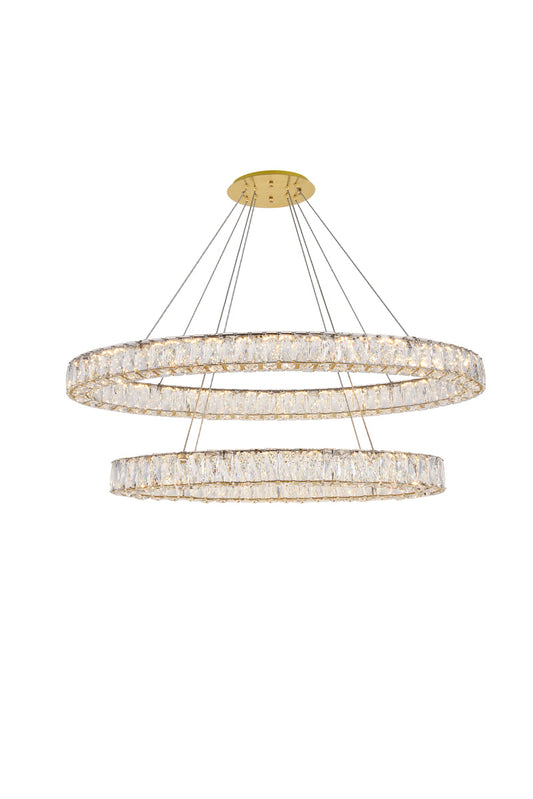 Monroe Integrated LED light Gold Chandelier Clear Royal Cut Crystal