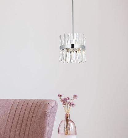 Serephina 12 inch crystal round pendant light in chrome