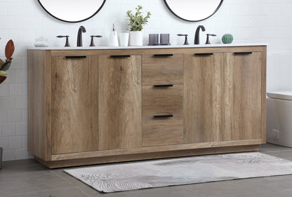 72 Inch Double Bathroom Vanity In Natural Oak