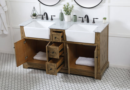 60 inch double bathroom vanity in driftwood