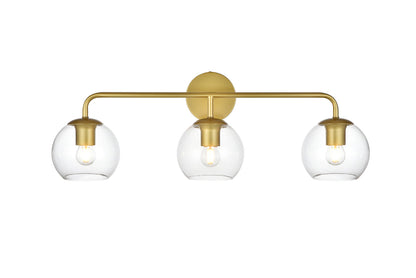 Genesis 3 light Brass and Clear Bath Sconce