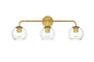 Genesis 3 light Brass and Clear Bath Sconce