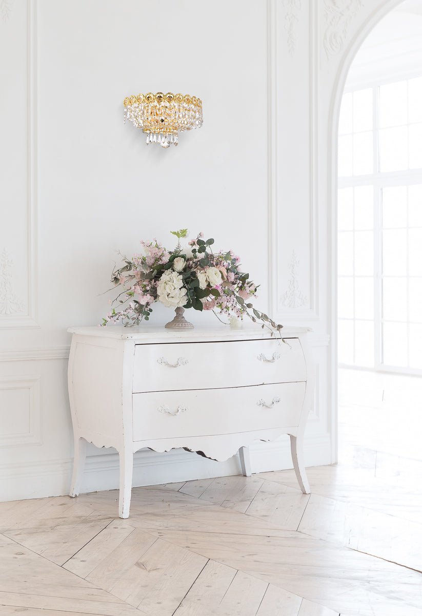 Century 2 light Gold Wall Sconce Clear Royal Cut Crystal