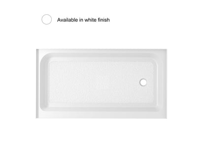 60x36 inch Single threshold shower tray right drain in glossy white
