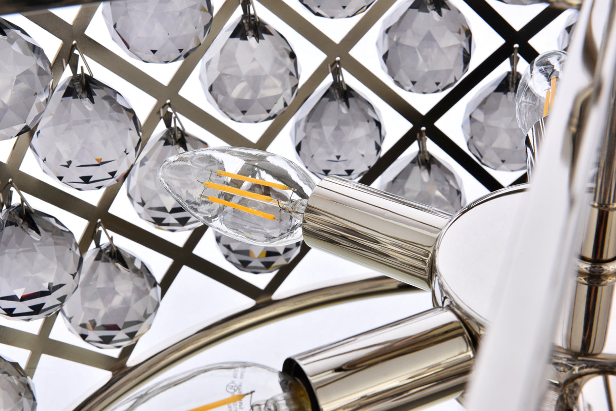 Madison 6 light polished nickel Pendant Silver Shade (Grey) Royal Cut Crystal