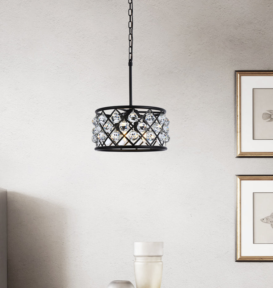 Madison 4 light Matte Black Pendant Clear Royal Cut Crystal