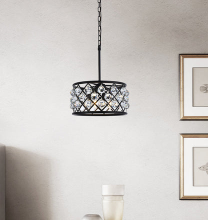 Madison 4 light Matte Black Pendant Clear Royal Cut Crystal