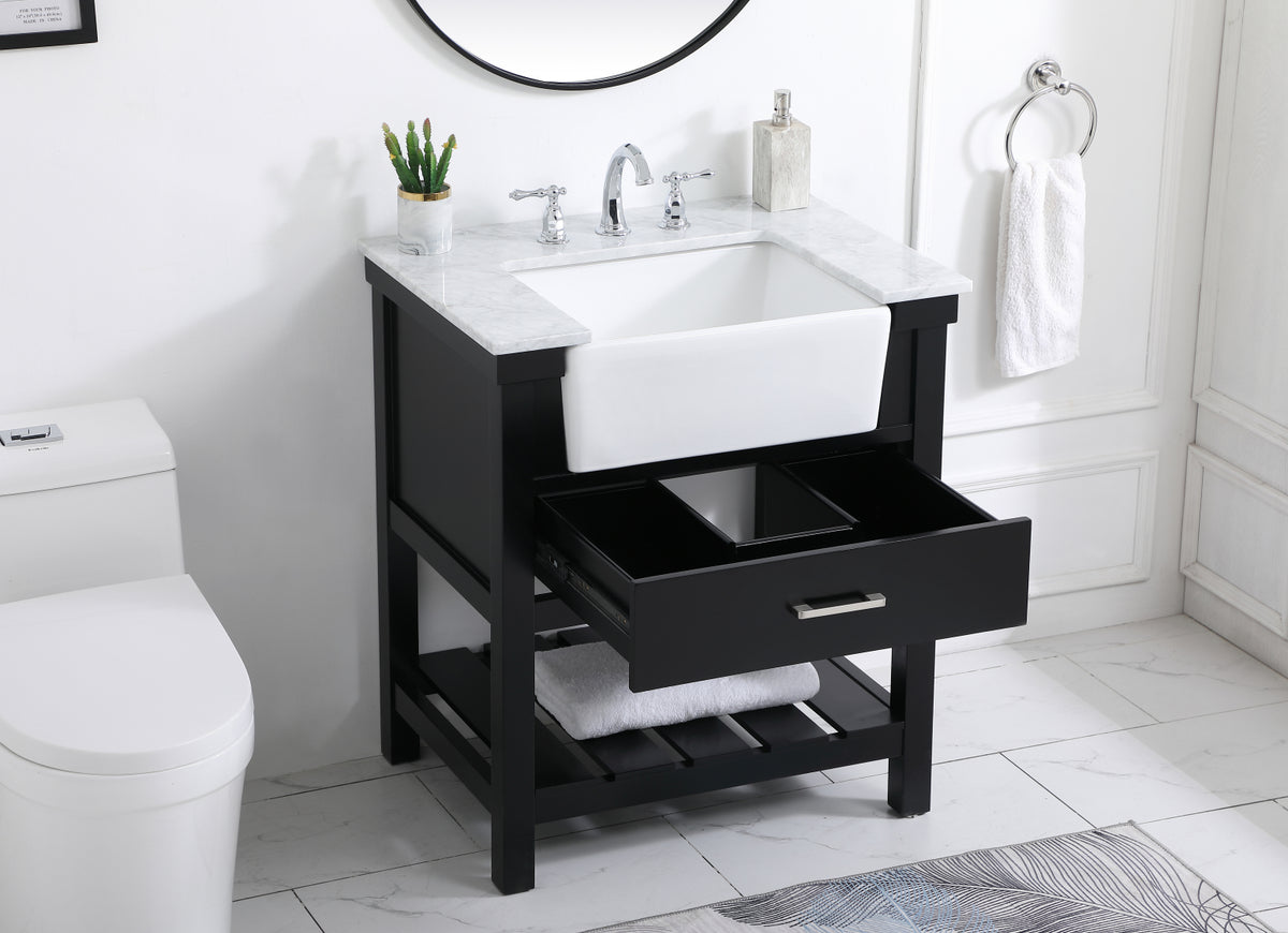 30 inch Single bathroom vanity in black