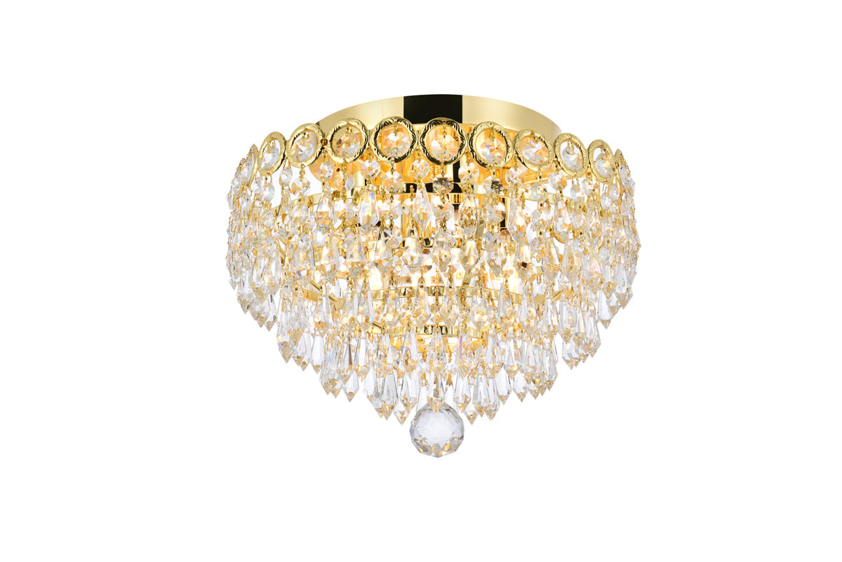 Century 4 light Gold Flush Mount Clear Royal Cut Crystal