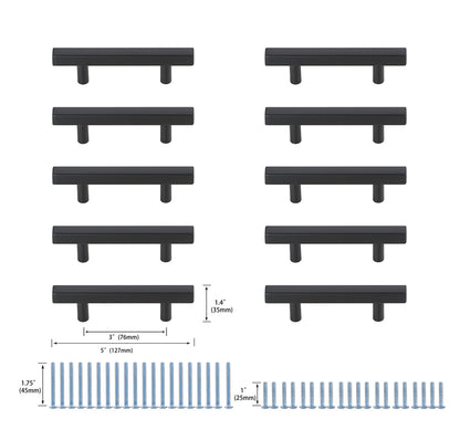 Dior 3" Center to Center Matte Black Bar Pull Multipack (set of 10)