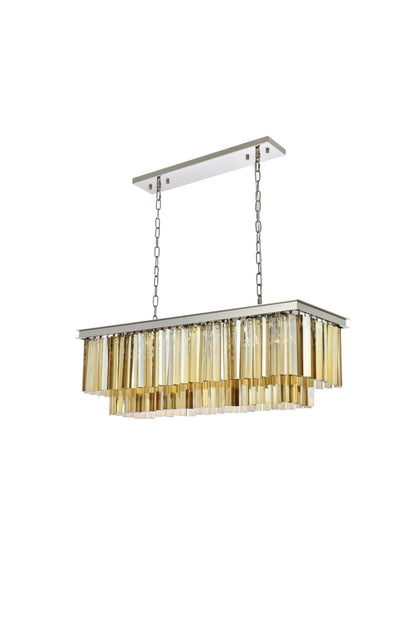 Sydney 12 light polished nickel Chandelier Golden Teak (Smoky) Royal Cut Crystal
