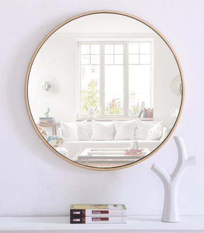Metal frame Round Mirror 28 inch Brass finish