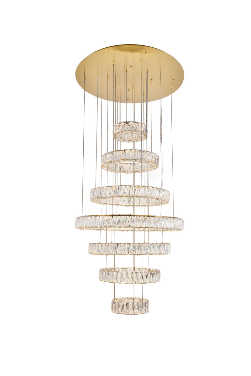 Monroe Integrated LED light Gold Chandelier Clear Royal Cut Crystal