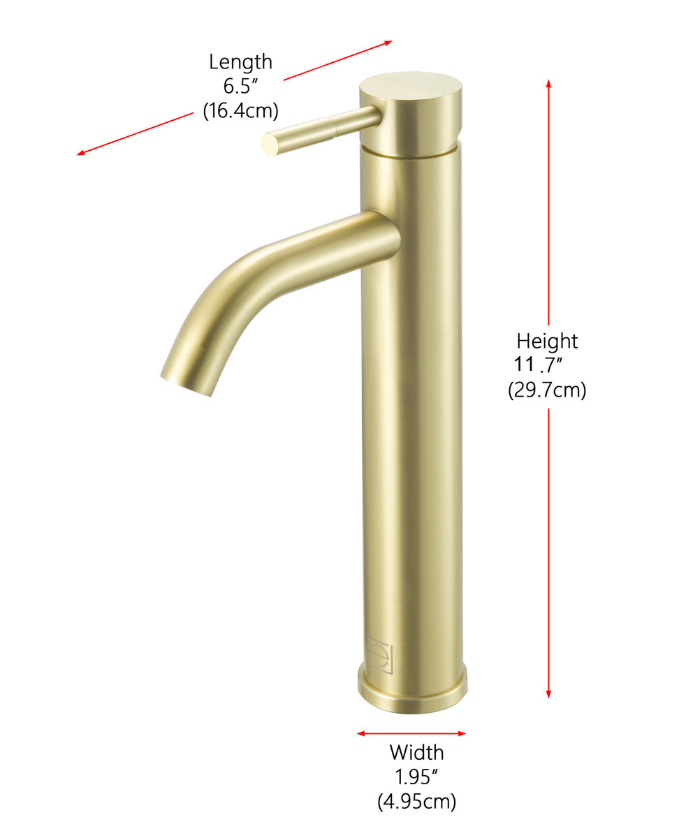 Victor Single Hole Single Handle Bathroom Faucet in Brushed Gold
