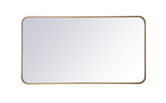 Soft corner metal rectangular mirror 22x40 inch in Brass