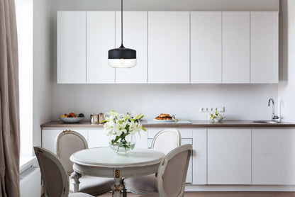 Ashwell 1 Light Black Pendant With Clear Glass