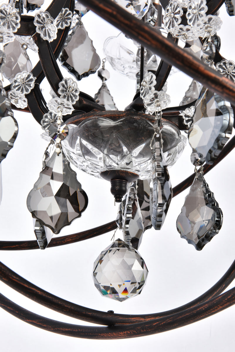 Geneva 5 light dark bronze Pendant Silver Shade (Grey) Royal Cut crystal