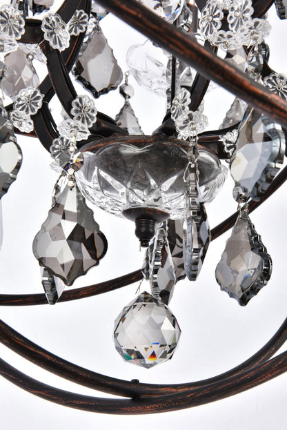 Geneva 5 light dark bronze Pendant Silver Shade (Grey) Royal Cut crystal