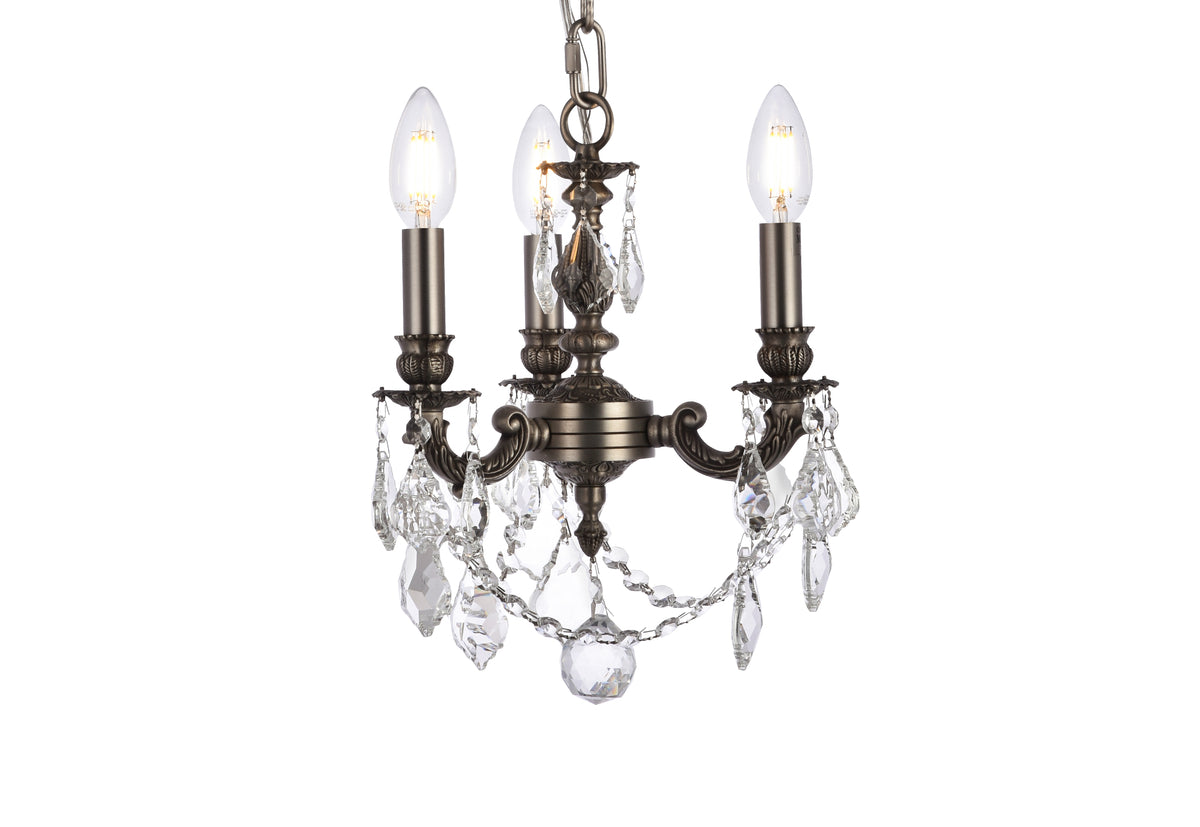 Lillie 3 light Pewter Pendant Clear Royal Cut Crystal