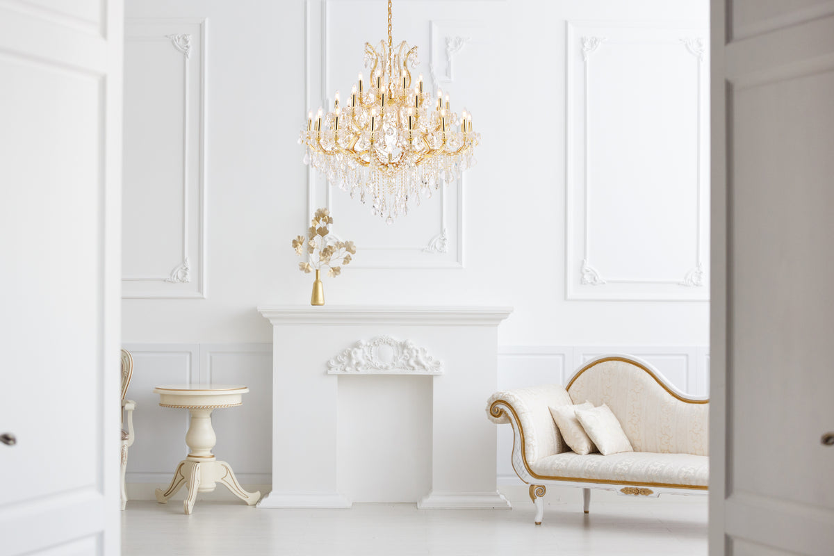 Maria Theresa 37 light Gold Chandelier Clear Royal Cut Crystal