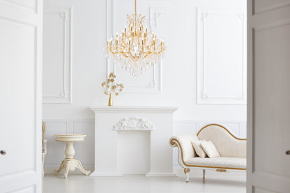 Maria Theresa 37 light Gold Chandelier Clear Royal Cut Crystal