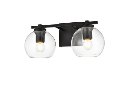 Juelz 2 light Black and Clear Bath Sconce