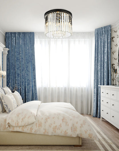 Sydney 6 light Matte Black Flush Mount Clear Royal Cut Crystal