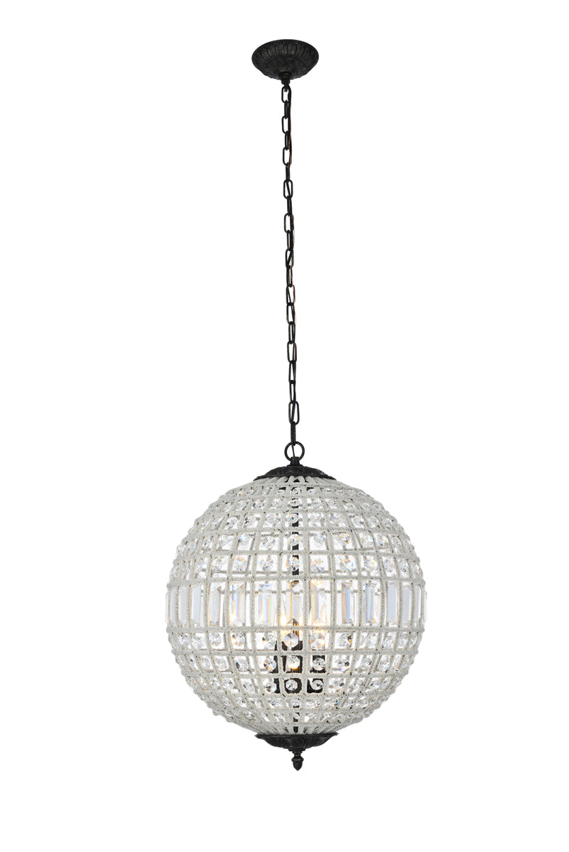 Olivia 3 light Dark Bronze Pendant Clear Royal Cut Crystal