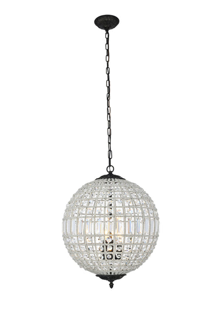 Olivia 3 light Dark Bronze Pendant Clear Royal Cut Crystal