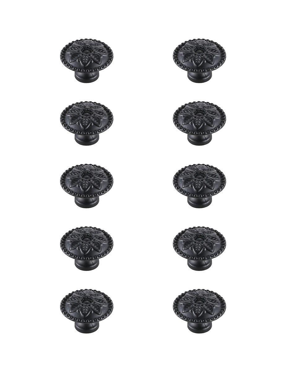 Corio 0.9" Diameter Matte Black Mushroom Knob Multipack (Set of 10)