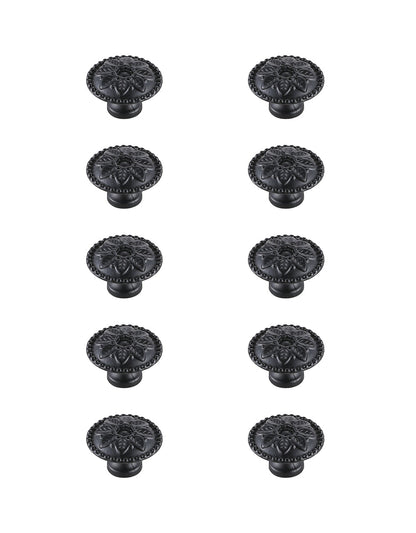 Corio 0.9" Diameter Matte Black Mushroom Knob Multipack (Set of 10)