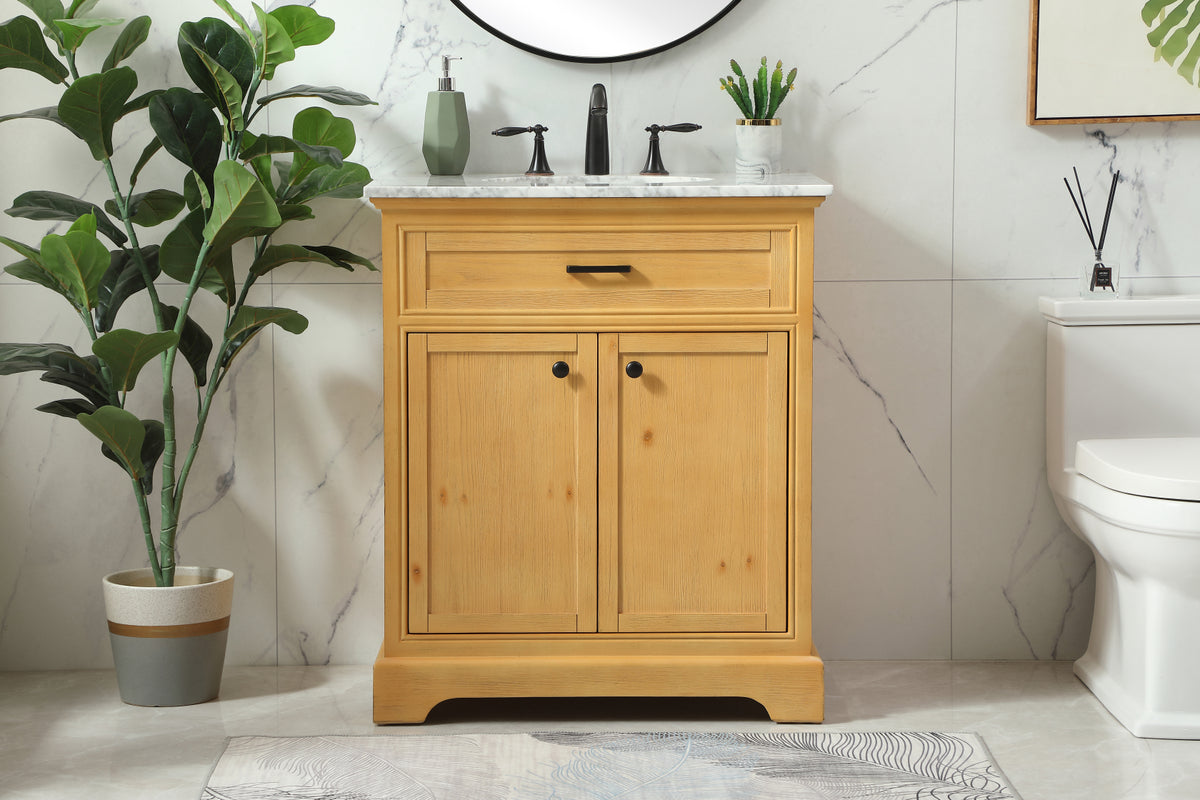 30 inch Single bathroom vanity in natural wood