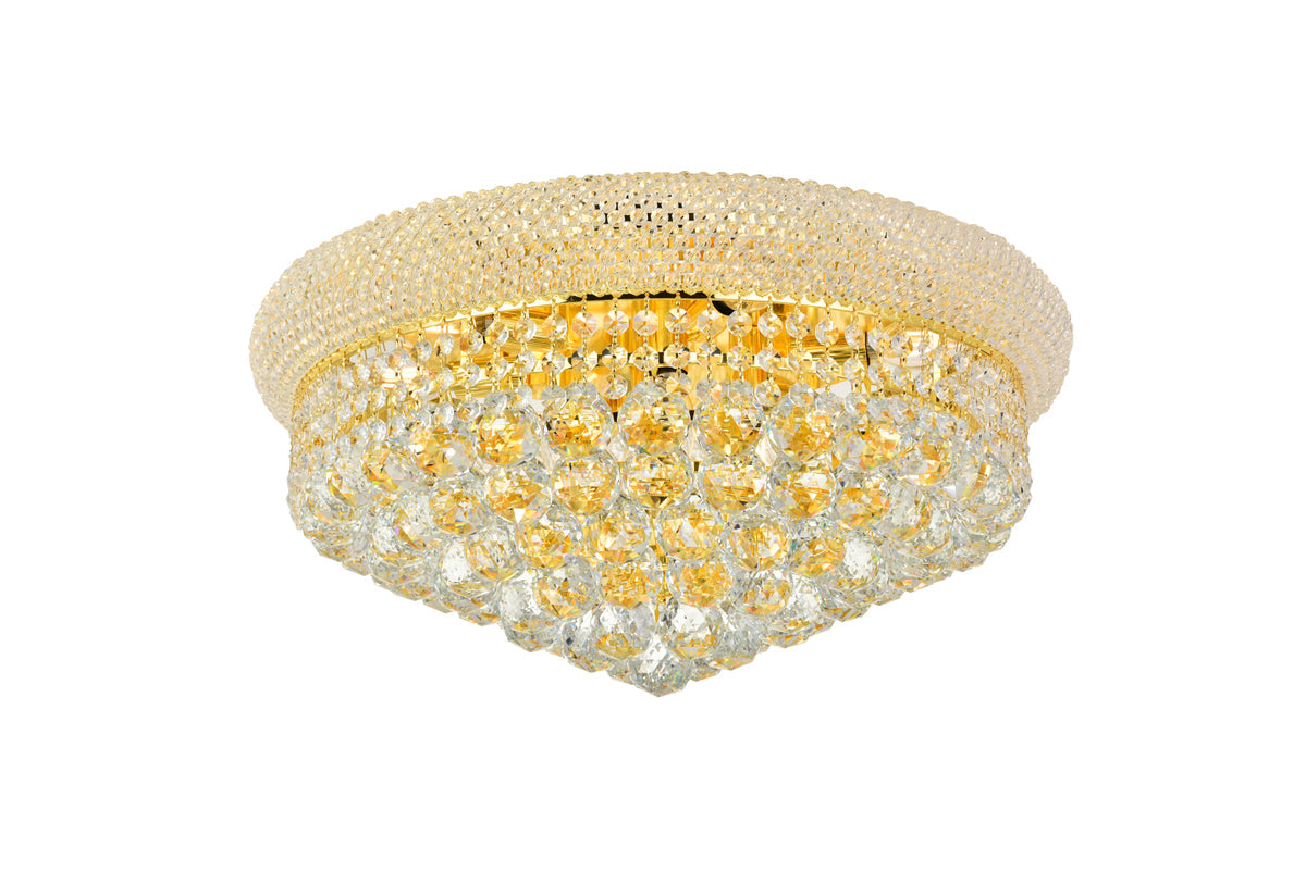 Primo 10 light Gold Flush Mount Clear Royal Cut Crystal
