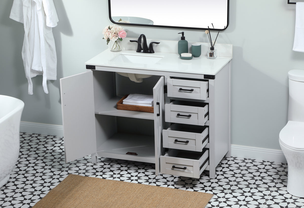 42 inch Single bathroom vanity in grey with backsplash