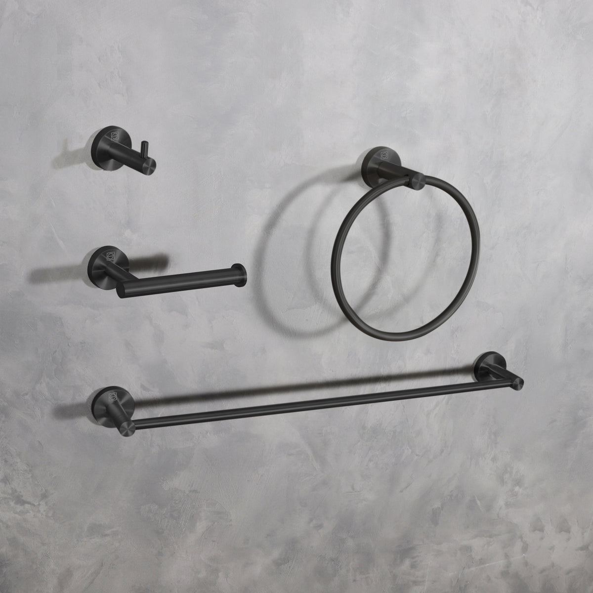 Freya 4-Piece Bathroom Hardware Set in Matte Black
